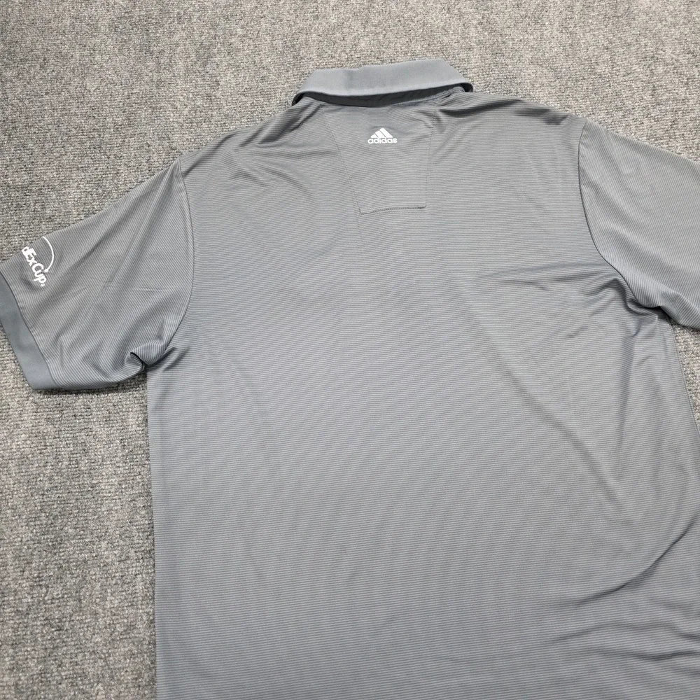 Adidas Polo Shirt Men Medium Gray Striped Greenbrier Classic FedEx Cup Climalite